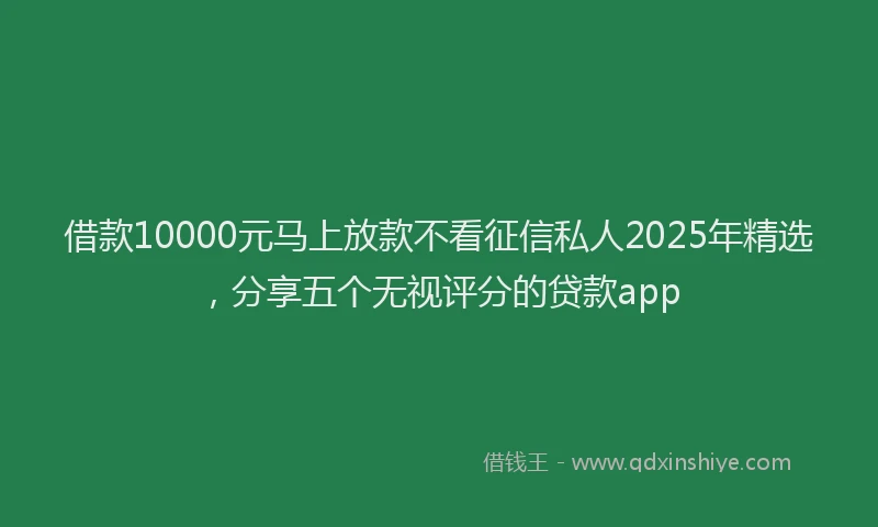 借款10000元马上放款不看征信私人2025年精选，分享五个无视评分的贷款app