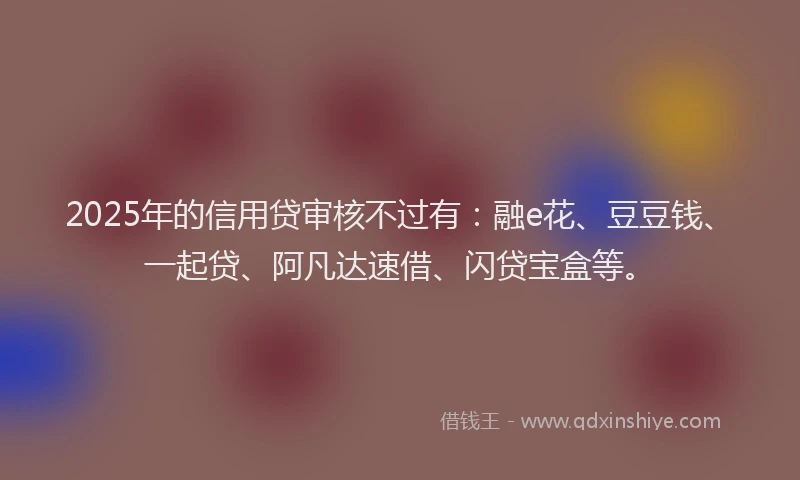 2025年的信用贷审核不过有:融e花、豆豆钱、一起贷、阿凡达速借、闪贷宝盒等。