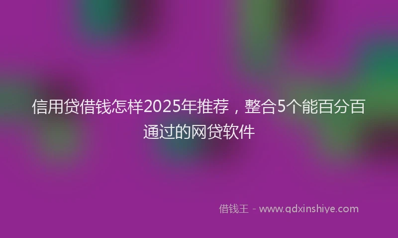 信用贷借钱怎样2025年推荐，整合5个能百分百通过的网贷软件