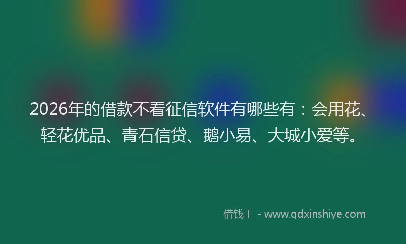 2026年的借款不看征信软件有哪些有：会用花、轻花优品、青石信贷、鹅小易、大城小爱等。