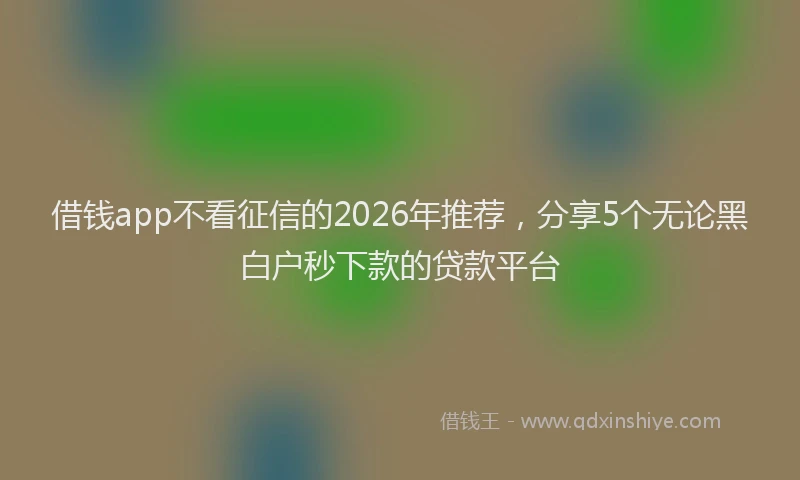 借钱app不看征信的2026年推荐，分享5个无论黑白户秒下款的贷款平台