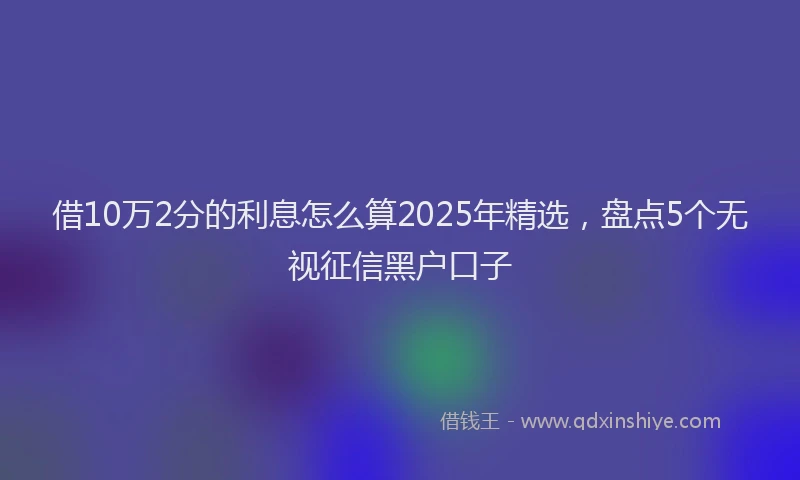 借10万2分的利息怎么算2025年精选，盘点5个无视征信黑户口子