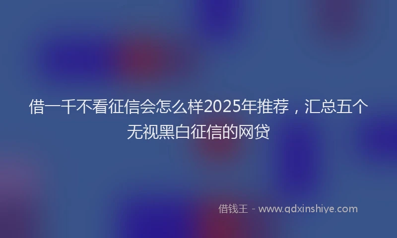 借一千不看征信会怎么样2025年推荐，汇总五个无视黑白征信的网贷