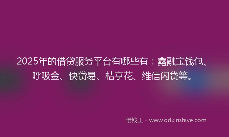 2025年的借贷服务平台有哪些有：鑫融宝钱包、呼吸金、快贷易、桔享花、维信闪贷等。