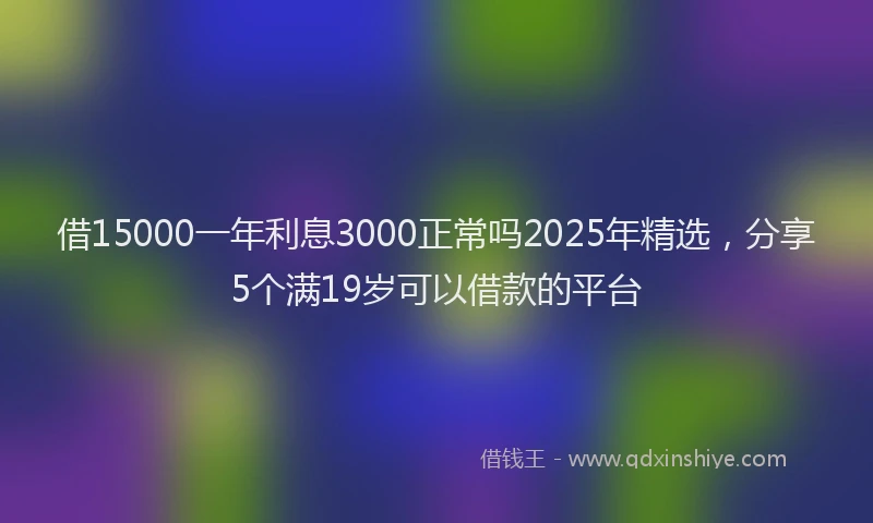借15000一年利息3000正常吗2025年精选，分享5个满19岁可以借款的平台