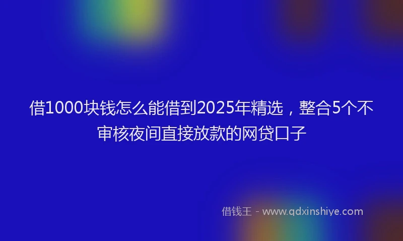 借1000块钱怎么能借到2025年精选，整合5个不审核夜间直接放款的网贷口子