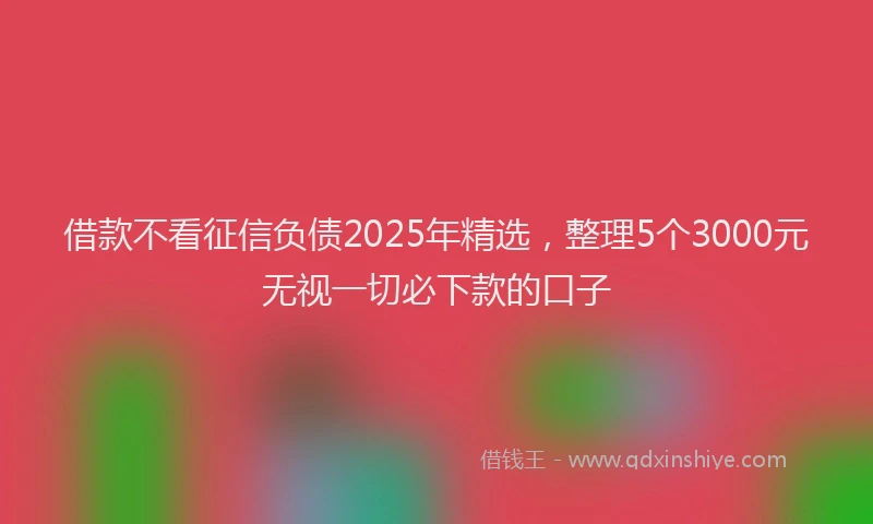 借款不看征信负债2025年精选，整理5个3000元无视一切必下款的口子