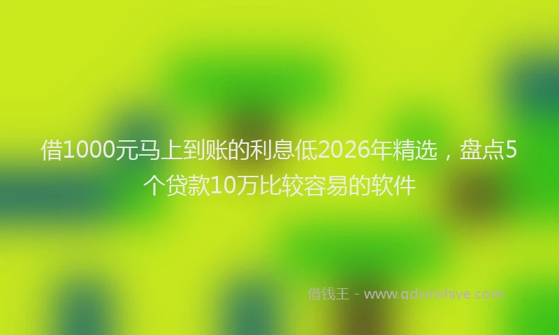 借1000元马上到账的利息低2026年精选，盘点5个贷款10万比较容易的软件