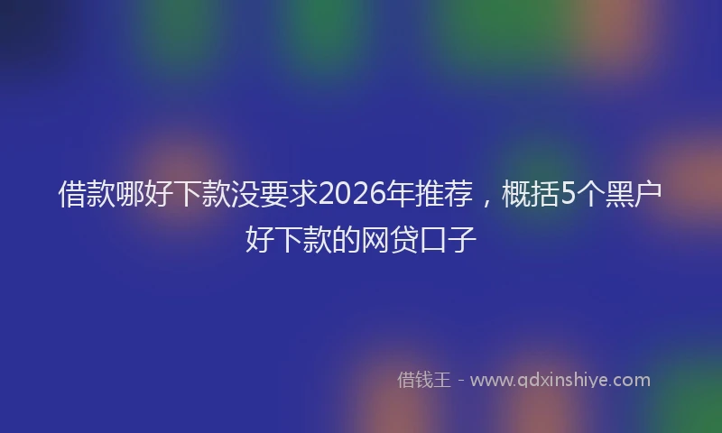 借款哪好下款没要求2026年推荐，概括5个黑户好下款的网贷口子