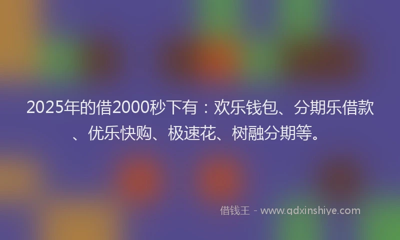 2025年的借2000秒下有:欢乐钱包、分期乐借款、优乐快购、极速花、树融分期等。