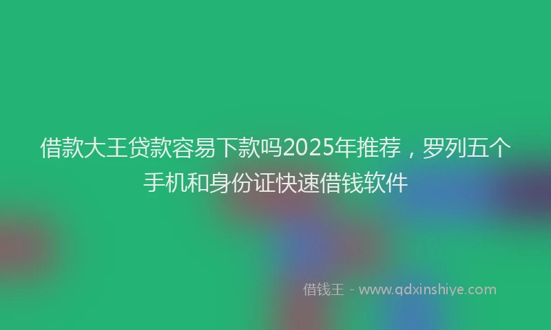 借款大王贷款容易下款吗2025年推荐，罗列五个手机和身份证快速借钱软件