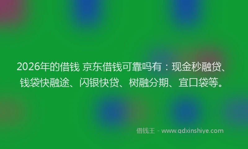 2026年的借钱 京东借钱可靠吗有：现金秒融贷、钱袋快融途、闪银快贷、树融分期、宜口袋等。
