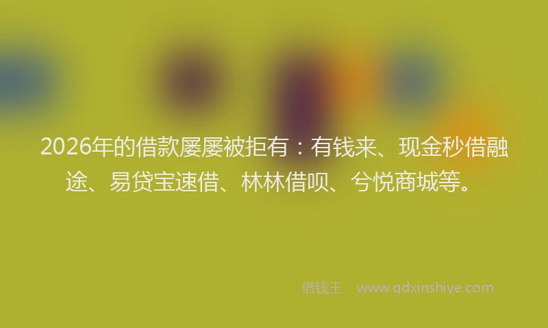 2026年的借款屡屡被拒有：有钱来、现金秒借融途、易贷宝速借、林林借呗、兮悦商城等。