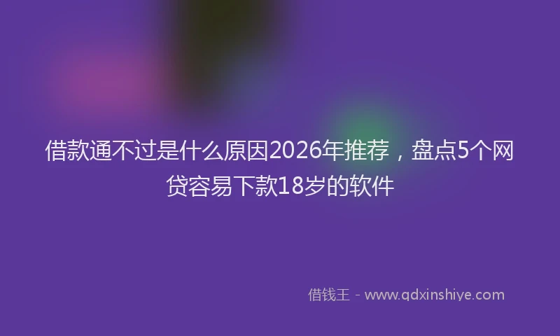 借款通不过是什么原因2026年推荐，盘点5个网贷容易下款18岁的软件