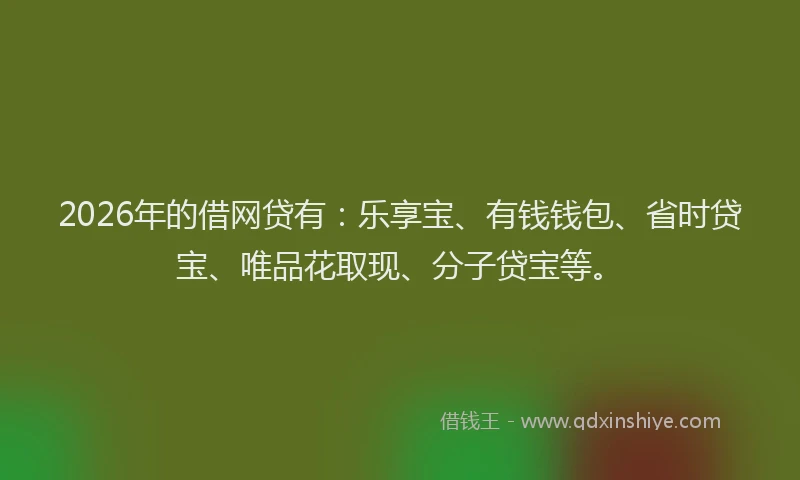 2026年的借网贷有：乐享宝、有钱钱包、省时贷宝、唯品花取现、分子贷宝等。
