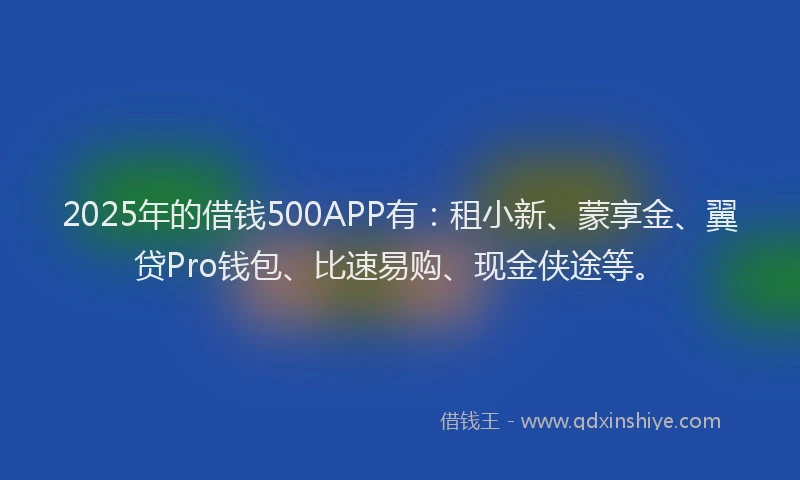 2025年的借钱500APP有：租小新、蒙享金、翼贷Pro钱包、比速易购、现金侠途等。