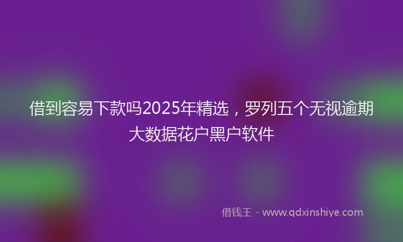 借到容易下款吗2025年精选，罗列五个无视逾期大数据花户黑户软件