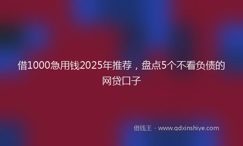 借1000急用钱2025年推荐,盘点5个不看负债的网贷口子