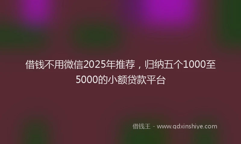 借钱不用微信2025年推荐，归纳五个1000至5000的小额贷款平台