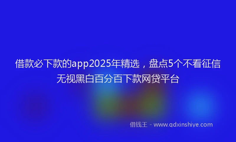 借款必下款的app2025年精选，盘点5个不看征信无视黑白百分百下款网贷平台
