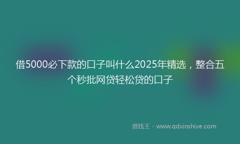 借5000必下款的口子叫什么2025年精选，整合五个秒批网贷轻松贷的口子