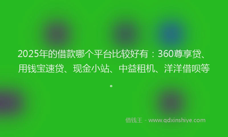 2025年的借款哪个平台比较好有：360尊享贷、用钱宝速贷、现金小站、中益租机、洋洋借呗等。