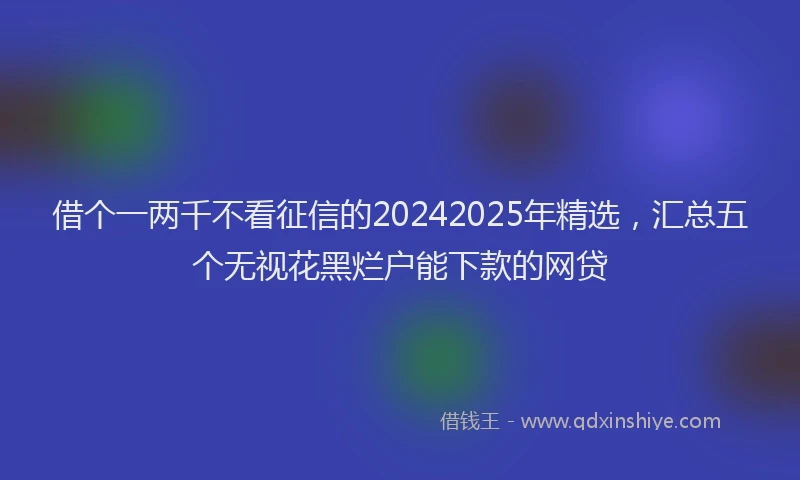借个一两千不看征信的20242025年精选，汇总五个无视花黑烂户能下款的网贷