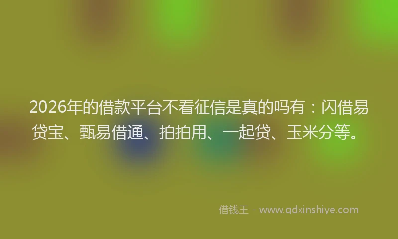 2026年的借款平台不看征信是真的吗有：闪借易贷宝、甄易借通、拍拍用、一起贷、玉米分等。
