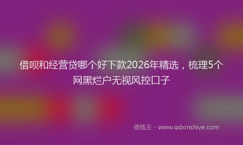 借呗和经营贷哪个好下款2026年精选,梳理5个网黑烂户无视风控口子