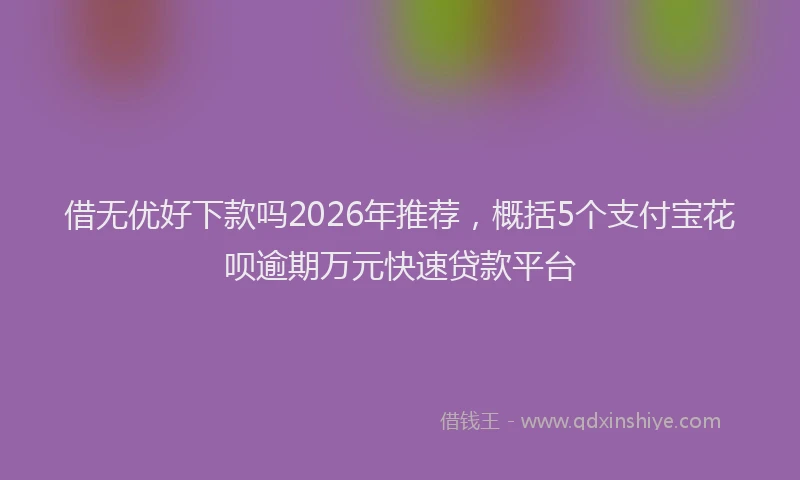 借无优好下款吗2026年推荐，概括5个支付宝花呗逾期万元快速贷款平台