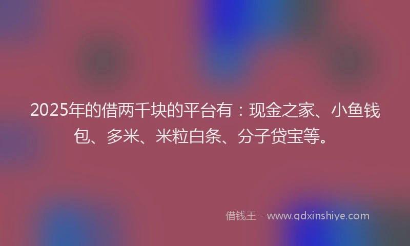 2025年的借两千块的平台有：现金之家、小鱼钱包、多米、米粒白条、分子贷宝等。