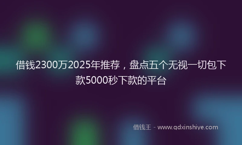 借钱2300万2025年推荐，盘点五个无视一切包下款5000秒下款的平台
