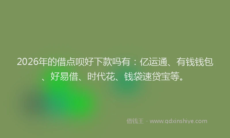 2026年的借点呗好下款吗有：亿运通、有钱钱包、好易借、时代花、钱袋速贷宝等。