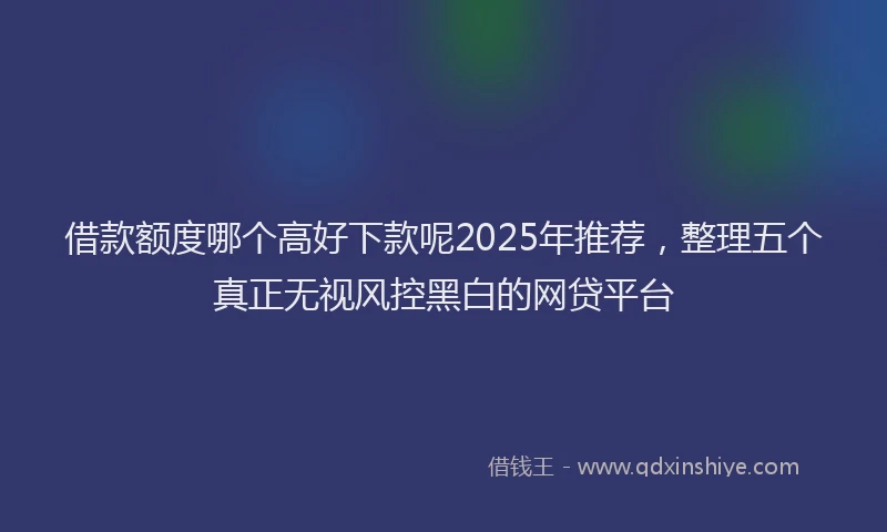 借款额度哪个高好下款呢2025年推荐,整理五个真正无视风控黑白的网贷平台