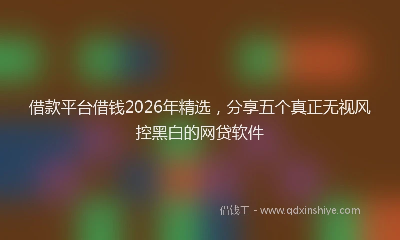 借款平台借钱2026年精选,分享五个真正无视风控黑白的网贷软件