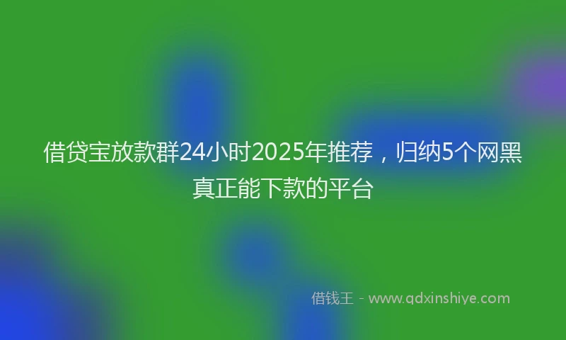 借贷宝放款群24小时2025年推荐，归纳5个网黑真正能下款的平台