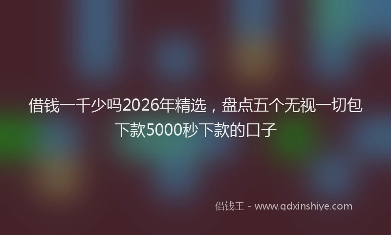 借钱一千少吗2026年精选,盘点五个无视一切包下款5000秒下款的口子