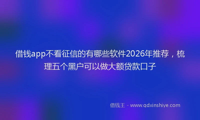 借钱app不看征信的有哪些软件2026年推荐，梳理五个黑户可以做大额贷款口子