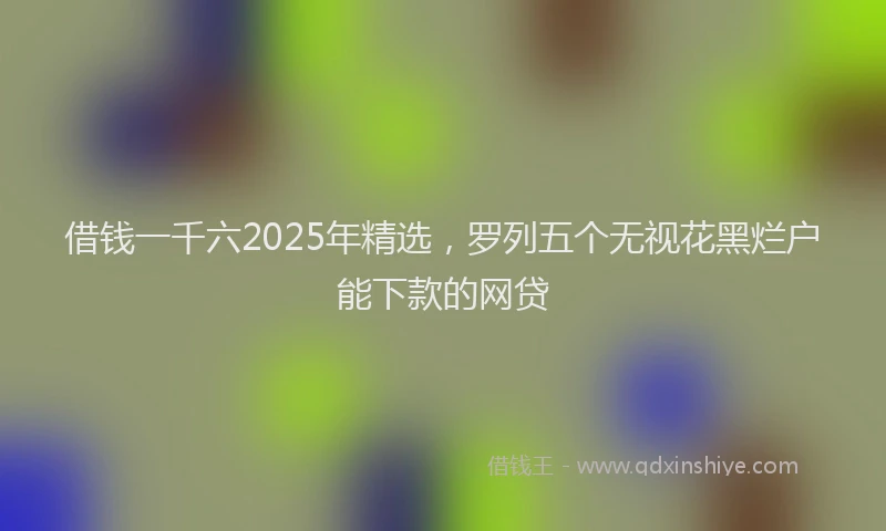 借钱一千六2025年精选,罗列五个无视花黑烂户能下款的网贷