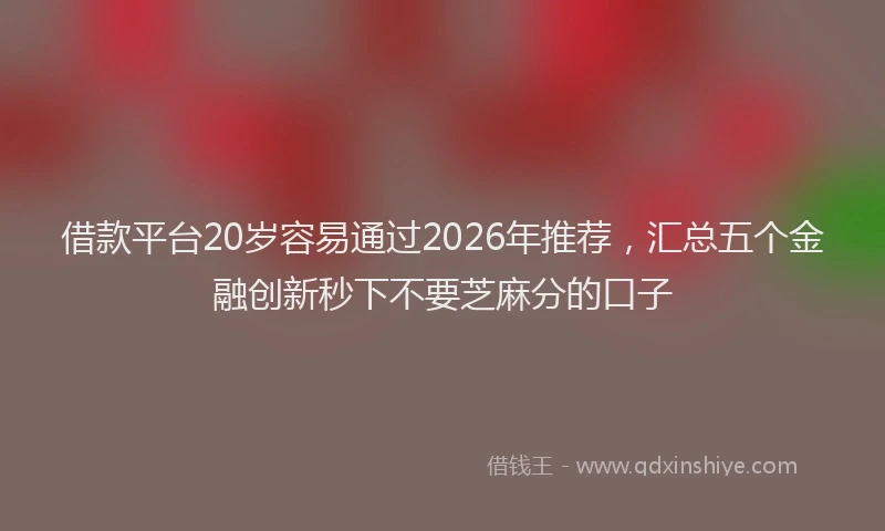 借款平台20岁容易通过2026年推荐，汇总五个金融创新秒下不要芝麻分的口子