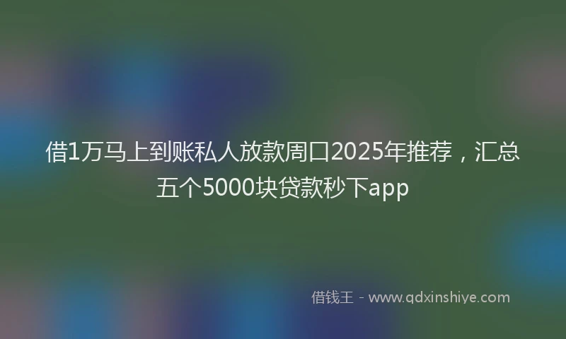 借1万马上到账私人放款周口2025年推荐，汇总五个5000块贷款秒下app