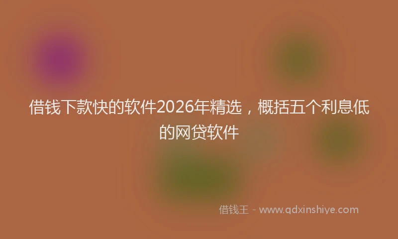 借钱下款快的软件2026年精选,概括五个利息低的网贷软件