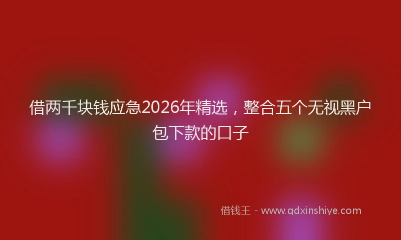 借两千块钱应急2026年精选，整合五个无视黑户包下款的口子