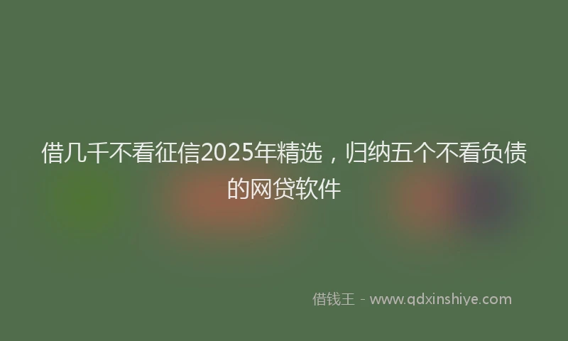 借几千不看征信2025年精选,归纳五个不看负债的网贷软件