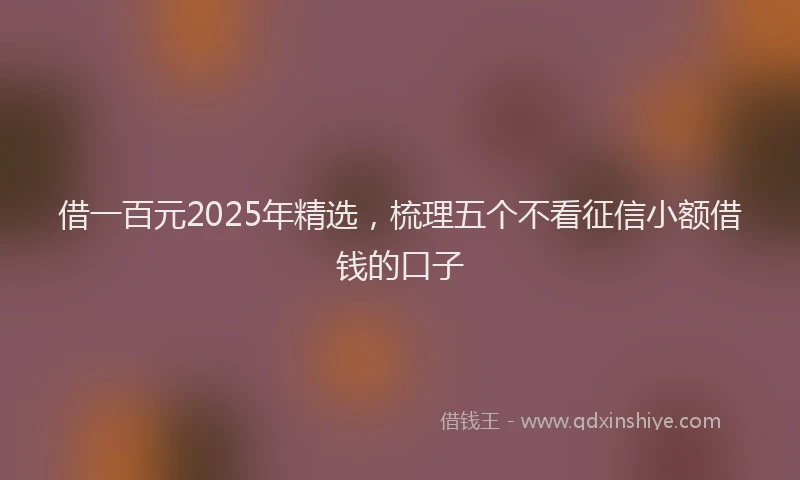 借一百元2025年精选,梳理五个不看征信小额借钱的口子