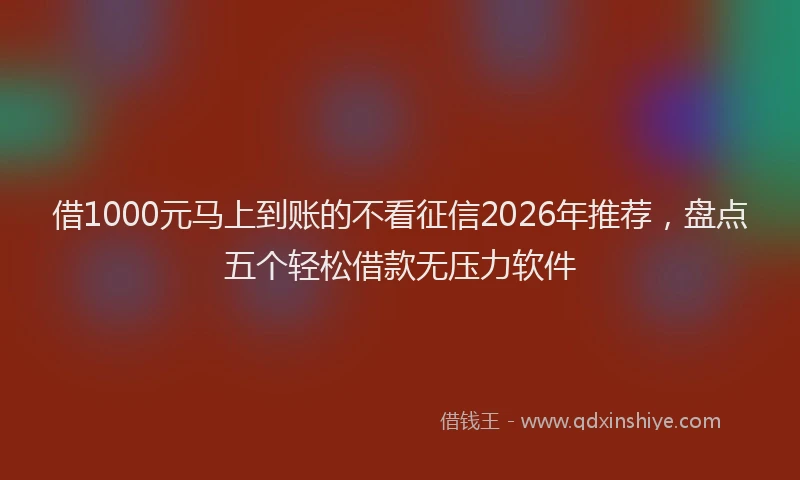 借1000元马上到账的不看征信2026年推荐，盘点五个轻松借款无压力软件