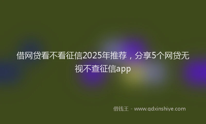 借网贷看不看征信2025年推荐，分享5个网贷无视不查征信app