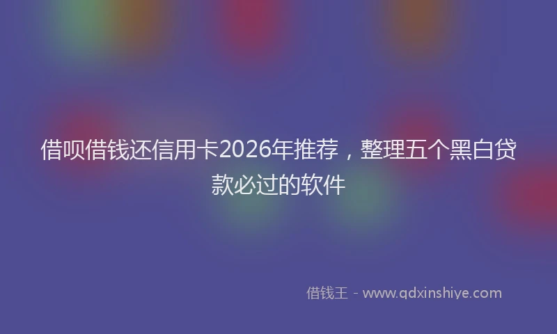 借呗借钱还信用卡2026年推荐,整理五个黑白贷款必过的软件