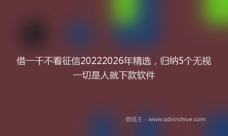 借一千不看征信20222026年精选,归纳5个无视一切是人就下款软件