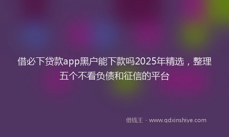 借必下贷款app黑户能下款吗2025年精选,整理五个不看负债和征信的平台